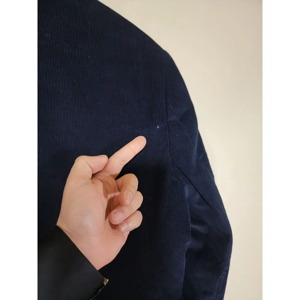 Stafford Signature 2-Button Navy Corduroy Suit Jacket Sport Coat Blazer - 38R
